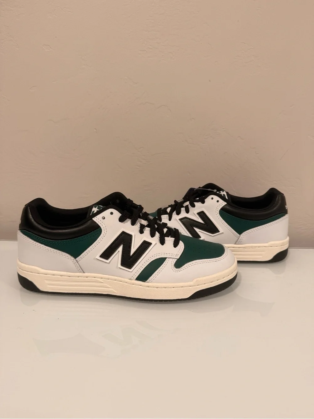 New Balance 480 Men's White, Green & Black Low-Top Sneakers